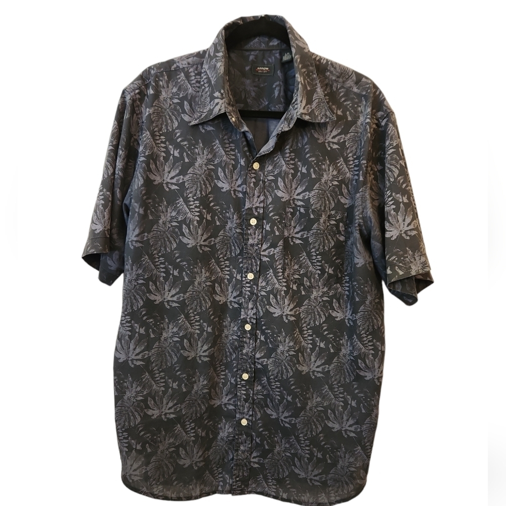 Arrow USA 1851 Men's Black and Gray Short Sleeve Shirt Size L/G
